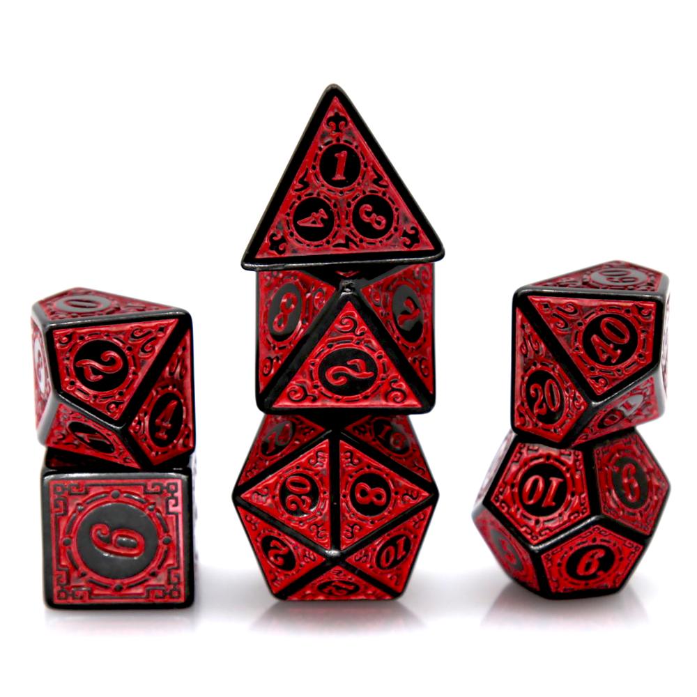Board Game Electronic Table - 7Pcs Black Red Acrylic Polyhedral Dice