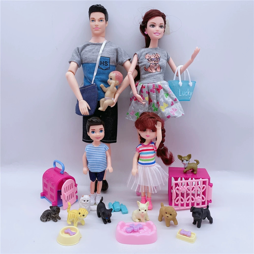 Miniature Terrain Set - Cute DollHouse Family Doll set Stroller
